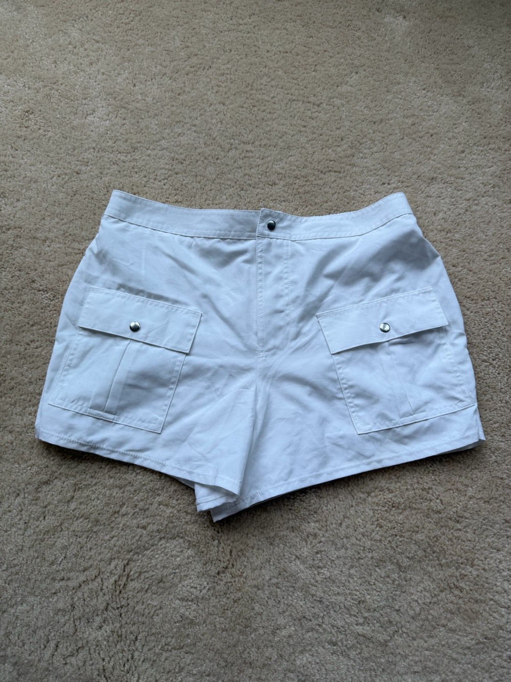 Kim Rogers White Swim Shorts w/ Brief Lining - Size M - Polyester